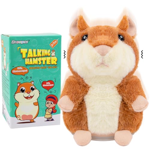 Qrooper Talking Hamster - Stuffed Animals Toy for Kids 2 3 4 5 6 Year Old, Repeats What You Say - Toddler Interactive Plush Toys, Birthday Gifts for Boys Girls 2 Years and Up