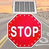 XUXIAO Solarbetriebenes LED-Blink-Stoppschild, Verkehrswarn-Stoppschild...