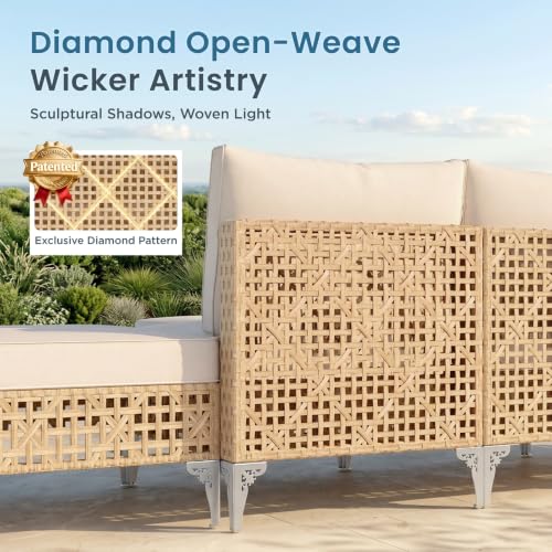 PHI VILLA 8 Piece Wicker Patio Set with Fire Pit for Cozy Outdoor Gatherings - Image 4