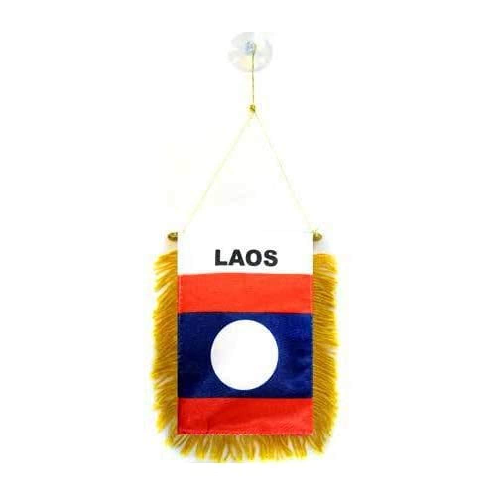 AZ FLAG Laos Pennant 4x6 in Laotian 100D Polyester Suction Cup