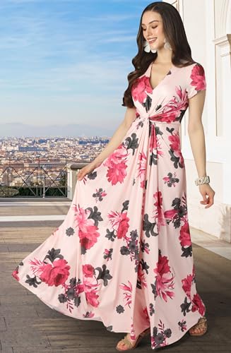 Image of KOH KOH Womens Long Flowy Cap Sleeve Empire Waist Cocktail Maxi Dress Gown