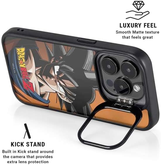 Skinit Kickstand Phone Case Compatible with iPhone 14 Pro - Officially Licensed Dragon Ball Z Goku Portrait Design