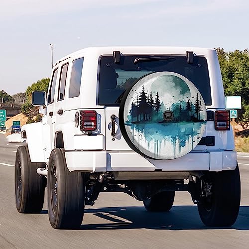 Image of Delerain Spare Tire Cover with Backup Camera Hole Mountain Landscapes Wheel Covers Waterproof Dust-Proof UV Sun Universal Fit for Trailer RV SUV Truck (17 Inch for Diameter 31 inch-33 inch)