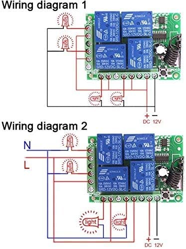 Miniatura 7 de QIACHIP Interruptor de control remoto inalámbrico universal de 433 MHz, 12 V, 4 canales, transmisor y receptor