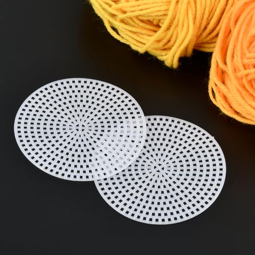 Image of FOCCTS 3Inch Plastic Canvas Sheets Plastic Mesh Sheet Plastic Cross Stitch Canvas, Circle Round Needlepoint Embroidery Canvas, White Canvas Mesh for DIY Mesh(2pcs)