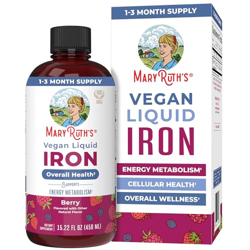 Iron Supplement for Women Men & Kids | Liquid Iron Supplement for Women Men & Kids | Iron for Healthy Blood & Oxygen | Ages 4 & Up | Sugar Free | Vegan | Non-GMO | Gluten Free | 15.22 Fl Oz