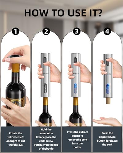 Image of Newise Rechargeable Electric Wine Gift Set: Wine Opener, Aerator, Vacuum Stoppers & Foil Cutter - Wine Lovers Gifts for Women Men - Christmas & White Elephant Gifts