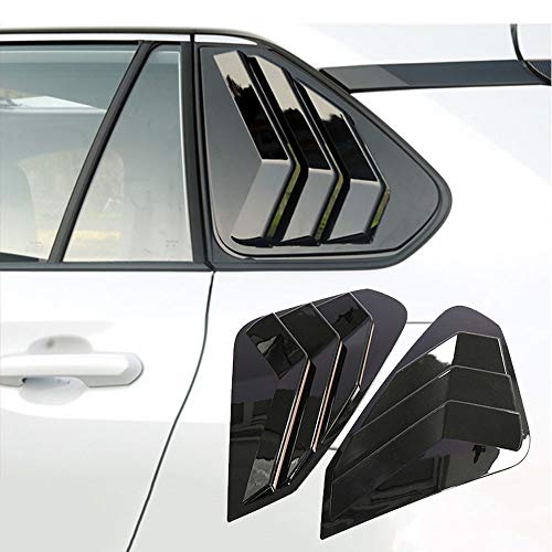 BOLTRY for Toyota RAV4 2019 2020 2021 2022 2023 2024 Rear Side Window Louvers Air Vent Scoop Shades Cover Blinds Trim?Bright Black?