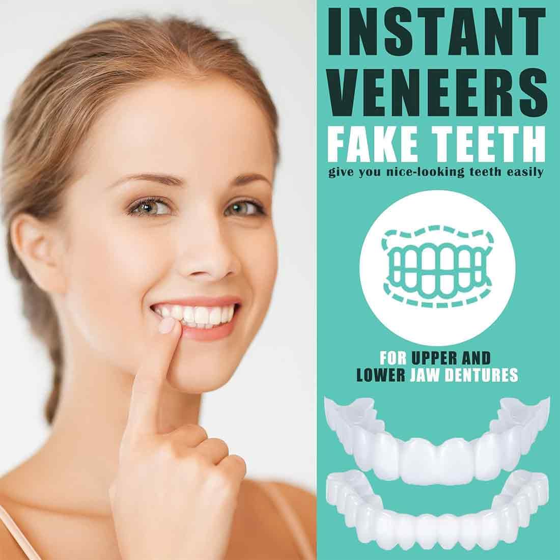 2 Paia Faccette Istantanee, Protesi a Sorriso Perfetti, Denti Finti Cosmetici, impiallacciature denti copertura dentale cosmetica, Denti Finti Cosmetici per Donne e Uomini