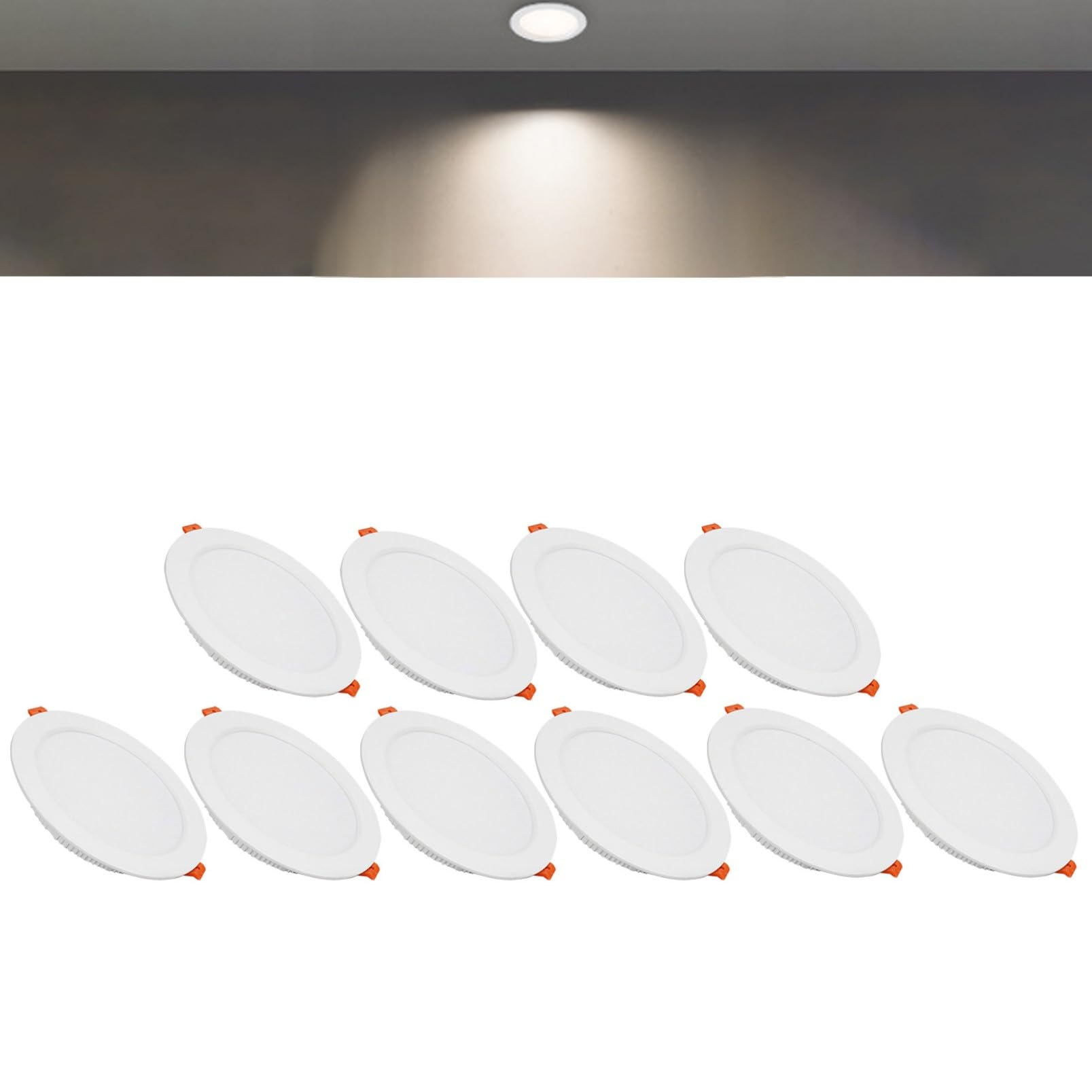 TTiiLoe 18W Round LED Recessed Ceiling Spotlights, 4000K Neutral White Ultra Slim Panel Ceiling Light, Cut Φ150-160mm, AC110-240V Downlights for Hallway Stairwell Showroom, 10 Pack