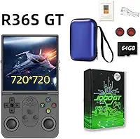 R36S GT Retro Console de videogame portátil,64GB pré-instalado com mais de 15.000 jogos,tela IPS HD de 4 polegadas,bateria de 3500 mAh,console portati, console de videogame (cor: preta)