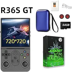 R36S GT Retro Console de videogame portátil,64GB pré-instalado com mais de 15.000 jogos,tela IPS HD de 4 polegadas,bateria de 3500 mAh,console portati, console de videogame (cor: preta)