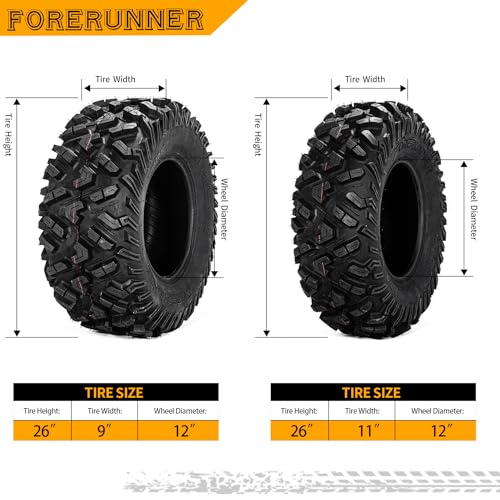 Image of FORERUNNER 26x9-12 & 26x11-12 ATV Tires, All Terrain (Pack of 4, Tubeless) | FORERUNNER 26x9-12 & 26x11-12 ATV UTV Trail Mud Sand Off-Road Tires