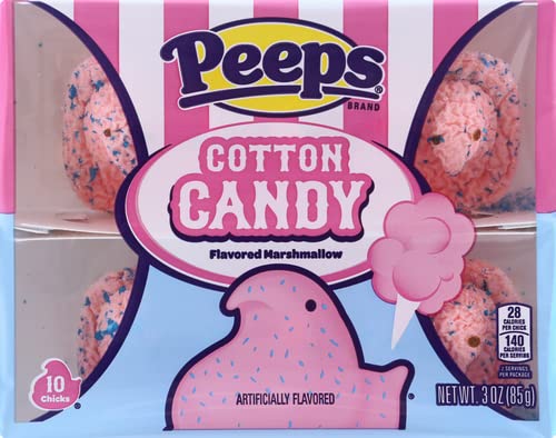 Peeps, Easter Peeps Marshmallow Cotton Candy Flavored Chicks for Basket Stuffers Gifts, 3 Ounces, 10 Count