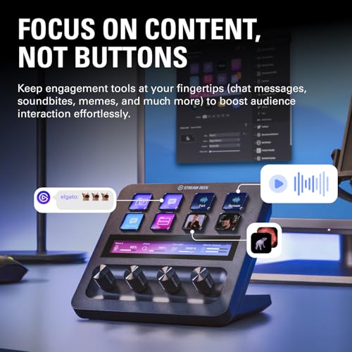 Elgato Stream Deck +, Audio Mixer, Production Console and Studio Controller for Content Creators, Streaming, Gaming, with customizable touch strip dials and LCD keys, works with Mac and PC