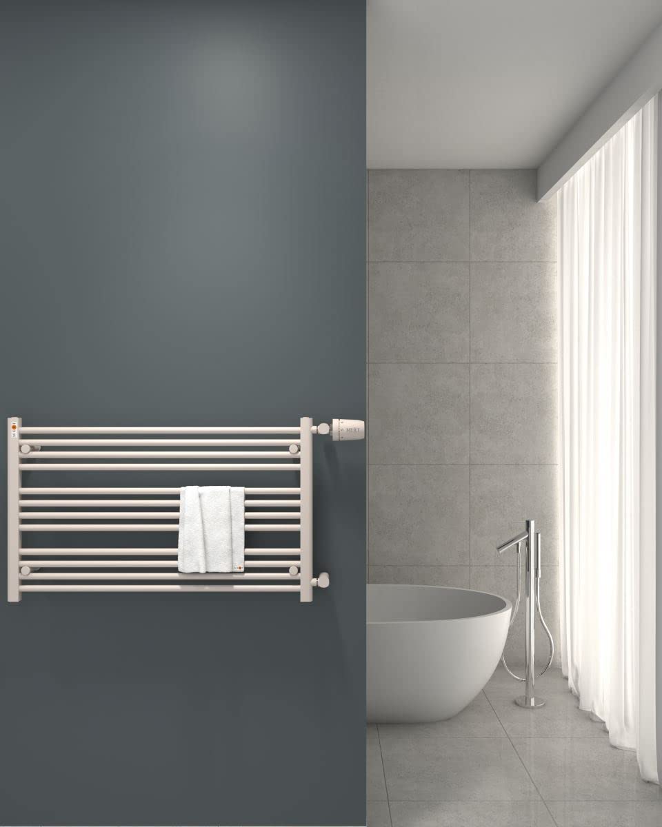 Radiateur Sèche-serviettes MERT 100x60cm - Blanc, Acier, Raccord Droite/gauche, Pression 13.5 Bar