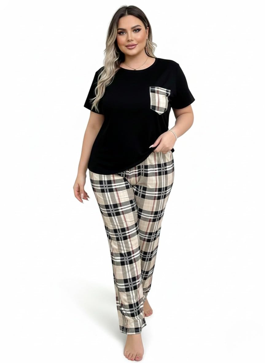 blackbasket Women’s Tie-Dye Pajama Set | Relaxed Fit Short Sleeve Top & Long Pants Sleepwear | Soft & Comfy Lounge Wear Set with Pockets Summerwear Nightdress for Women-picture-25