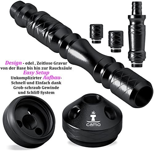 Camo Lite Shisha Set Aluminium Alu Schwarz 72 cm Hookah Wasserpfeife Steinkopfset Acryl Molassefänger 18/8 Schliff Base… – Bild 6