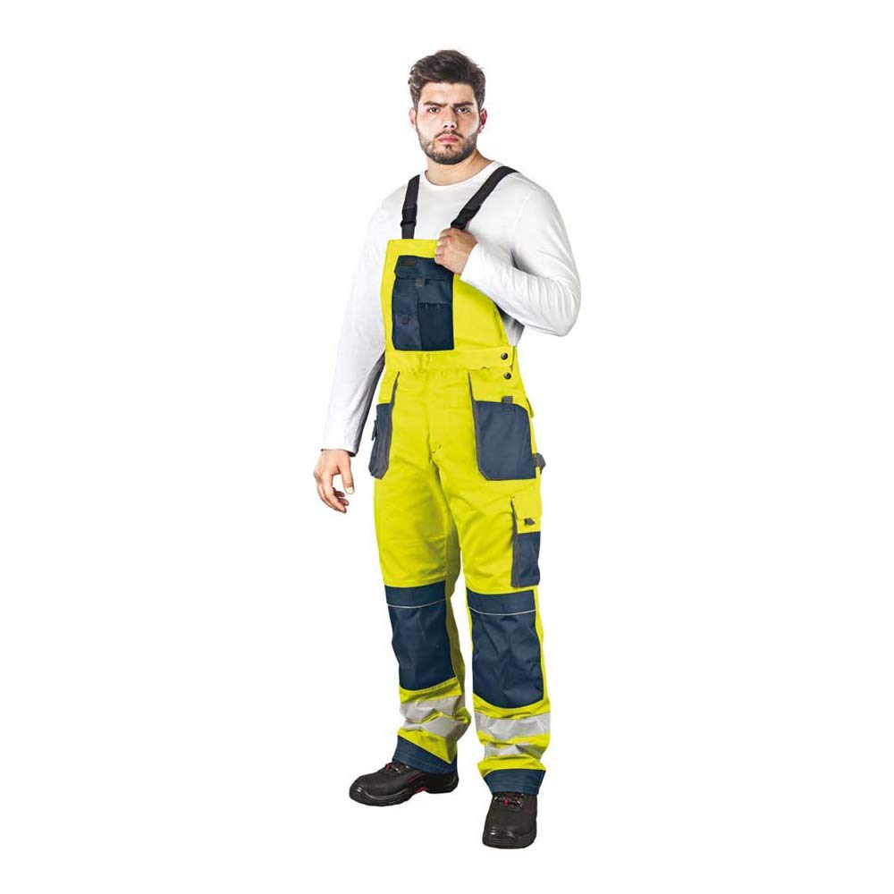 Leber&Hollman LH-FMNX-B_YGS48 Formen Protective Bib-Pants, Yellow-Navy Blue-Gray, 48 Size