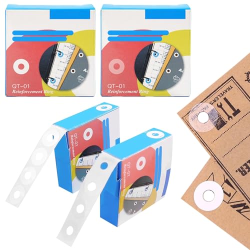 1000 Pcs Paper Hole Reinforcement Ring Labels Stickers Extra Strong Hole Punch Protector Self Adhesive Vinyl Reinforcement Ring Waterproof Holes Page Reinforcers Stickers for Office School Home