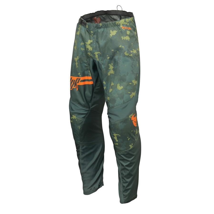 Thor Sector Digi MX Off Road Pantalones para Motocross Enduro Race Dirt BMX Bike ATV Quad Moto Pantalones, Verde camuflaje., M (32 inches)