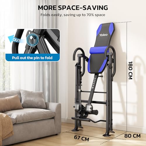Image of YOLEO Gravity Inversion Table for Back Pain Relief 2026 New Inversion Table w /Lumbar Support Easy to Assemble Back Stretcher Machine 300 lbs