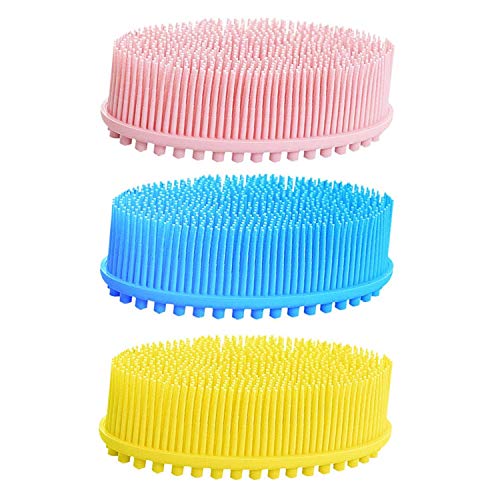 Silicone Body Scrubber Brush, 3Pack Silicone Body Wash Scrubber for Skin Exfoliation Easy to Clean, Lathers Well, Eco Friendly, Long Lasting, For Shower Brush Dry Skin Circulation SPA,Travel