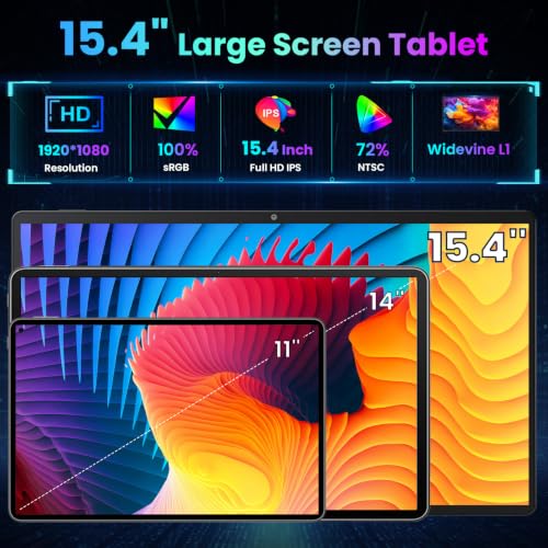 Image of jumper 15.4 inch 2-in-1 Tablet with Magnetic Keyboard, Helio G99 Processor | Android 16, Built-in 135 Kickstand, 8GB RAM, 256GB ROM, 10000mAh Battery, 100% sRGB Display, Widevine L1, Protective Case