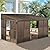 Domi 10x12FT Wall Mounted Sunroom, Against Wall Solarium with Galvanized Steel Sloping Roof, Detachable PVC Screen, Lockable Sliding Door, Lean-to Gazebo Sun Room for Patio Deck