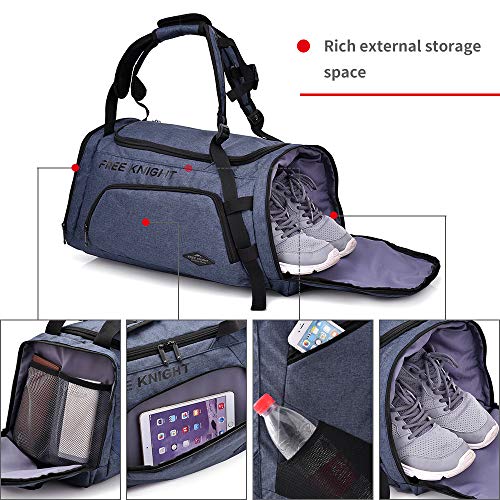 35-40L 3 Way Waterproof Sports Gym Travel Weekender Duffel Bag with Shoe Compartment Overnight Bag (Deep Gray)