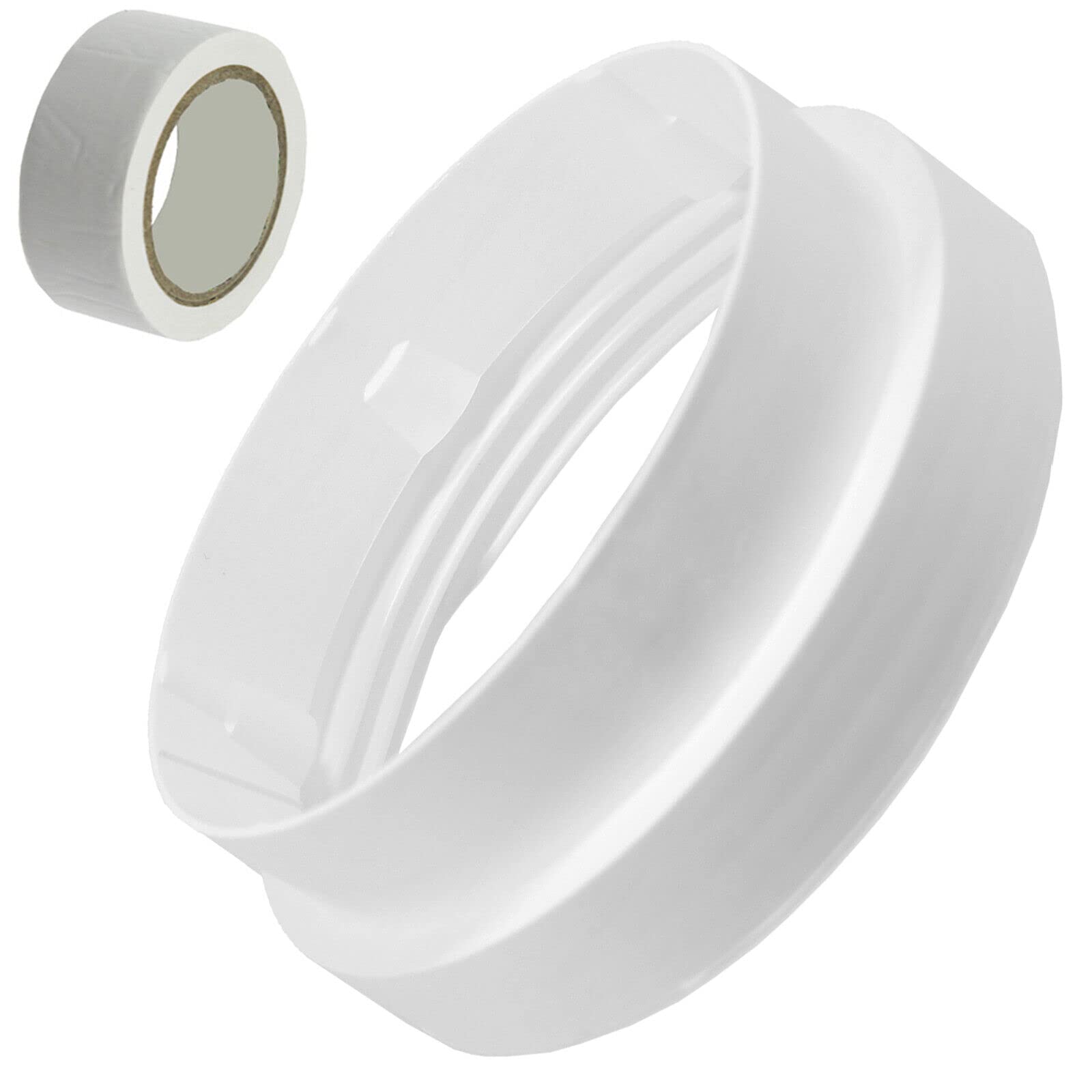 SPARES2GO Air Conditioning Vent Hose Connector Adaptor Kit 5" 125mm Threaded Duct Outlet Ring + Sealing Tape