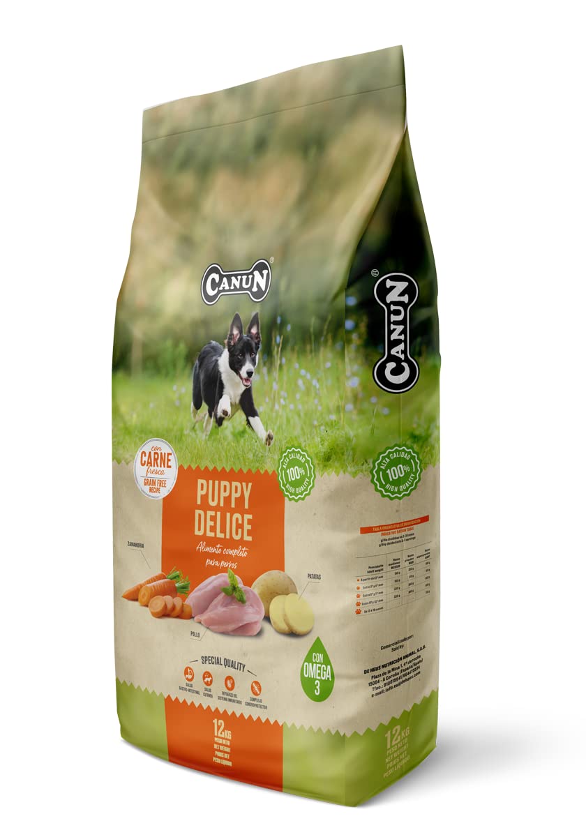 Pienso para Perros Cachorros con Pollo Fresco Sin Cereales Alimento seco para Perros 12 kg Canun Fresh Puppy Delice