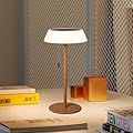 ILOVINIT Solar LED Outdoor Table Lamp Waterproof, 3 Level Dimmable Desk Night Light, Portable Cordless USB Rechargeable, for Home/Deck/Patio/Garden (Wood Grain)