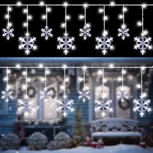 Baquler 28.7ft 432 LED Christmas Snowflake Lights Outdoor Indoor 8 Modes Night Waterproof Snowflake Curtain Light Connectable Fairy String Xmas Lights for Window Holiday Eaves Garden Yard Party, White Baquler 28.7ft 432 LED Christmas Snowflake Lights Outdoor Indoor 8 Modes Night Waterproof Snowflake Curtain Light Connectable Fairy String Xmas Lights for Window Holiday Eaves Garden Yard Party, White