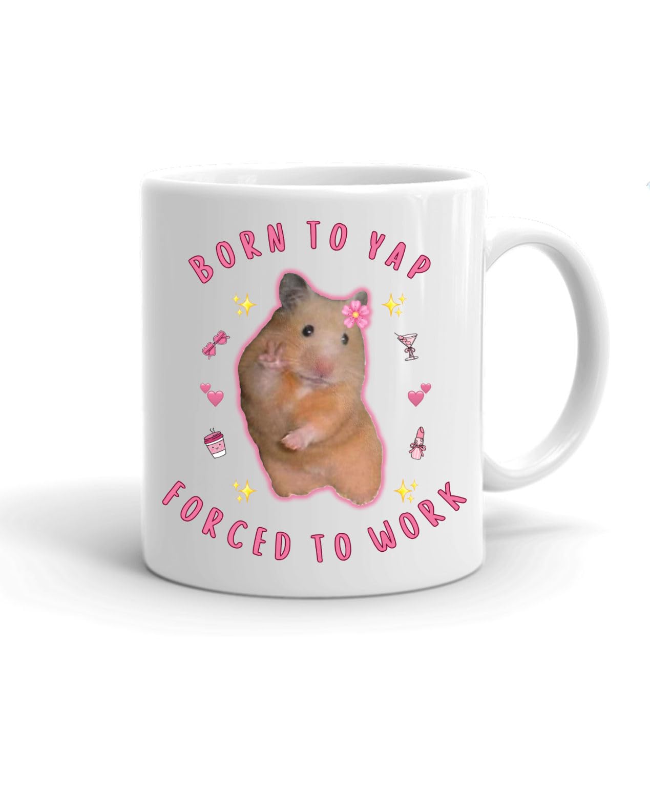 Forever Personal Designs Funny Hamster Born to Yap Forced to Work 11oz Mug