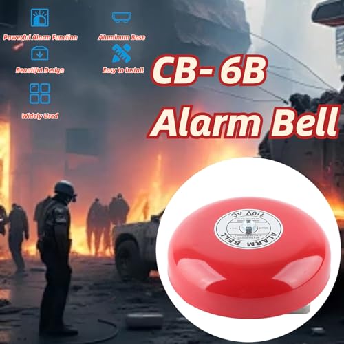 Image of Fire Alarm Bell, Fire Alarms, 110V Metal Alarm Bell, CB‑6B 95dB Metal Electric Round Alarm Bell, Security Alarm Bell, for School Elevators Industrial