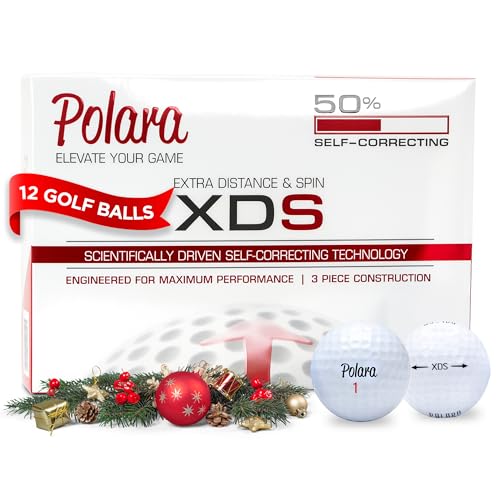 Polara Golf Self-Correcting Golf Balls – Soft Feel, Anti-Slice & Hook Correction, Exceeds USGA Limits, Dimple Pattern, High-Performance Balls for Men & Women – Extra Distance & Spin, 12 Pack, White