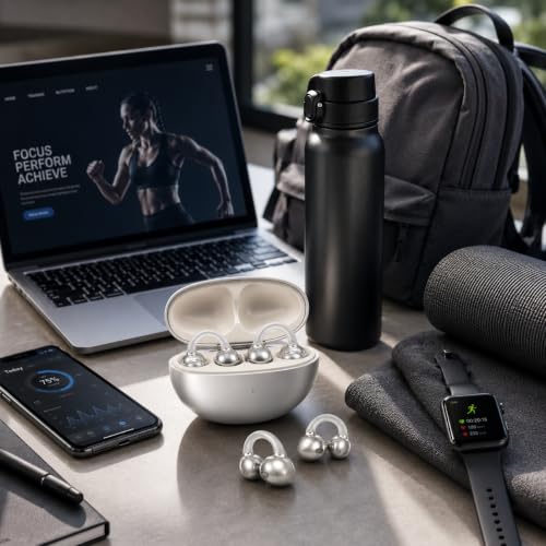 Image of Air Clip Wireless Earbuds Bluetooth 5.4 TWS, Open-Ear Clip Design, 32H Playtime, HD Calling, Low Latency Gaming Mode, Touch Controls, Type-C Fast Charging, Ergonomic Fit - White