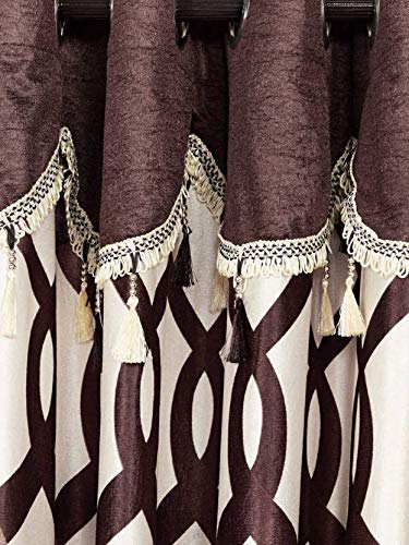Image of Cortina Durable & Stylish Premium Striped 100% Polyester Curtains - with Metal Grommets - Easy Fit Over Window - Bedroom Living Room Kids Room Hall Kitchen - 9 Feet Set of 1 - Brown 2