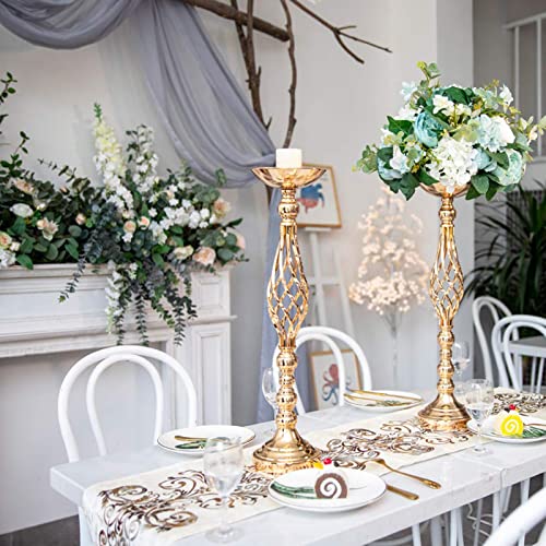 2 Pcs Metal Flower Arrangement Stand Wedding Flower Centerpieces Stand 22 Inch Tall Elegant Metal Flower Vase Gold Candelabra Candle Holder For Wedding Reception Table Decor Party Hotel Home Decor #TOP4
