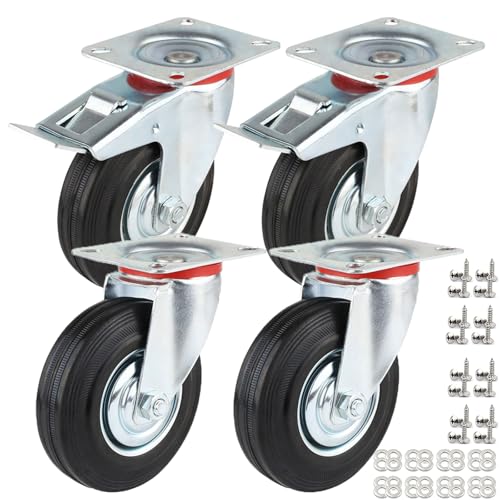 Roulettes pivotantes en caoutchouc de 125mm assurant un déplacement silencieux et sûr