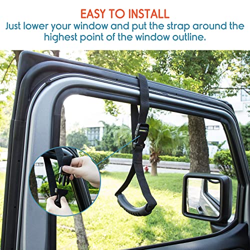Image of KosmoCare Adjustable Car Assist Support Handle| Standing Aid Safety Handle bar | Vehicle Support Grab Bar | Portable Nylon Grip Handle bar |Car Grab Handle - Black