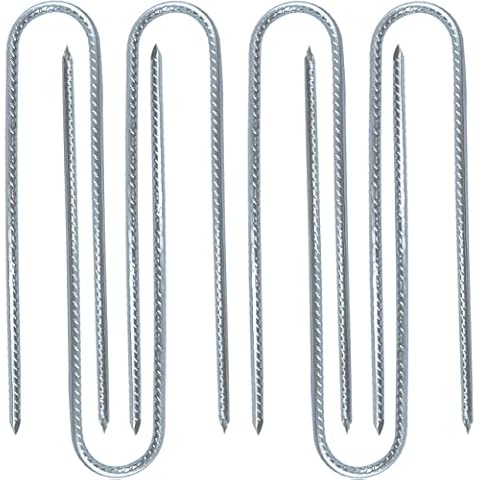 Extra Long 12 Inch 9mm Thick Tent Pegs Metal Heavy Duty U Shaped Ground Stakes Galvanised Steel Garden Stakes for Trampolines, Marquee, Swings, Garden Furniture & Camping (6 Pack) Cover