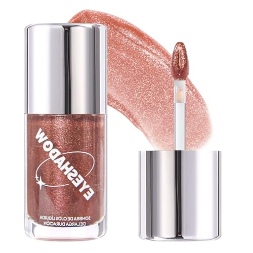 Image of SUAKE Liquid Sparkling Glitter Eye Shadow - Rose Gold Cherry Eyeshadow, Eyeliner, Eyelid Shimmer Highlight Makeup, Highly Pigmented sombra de para ojos,Waterproof Quick-Drying (04Sand#)