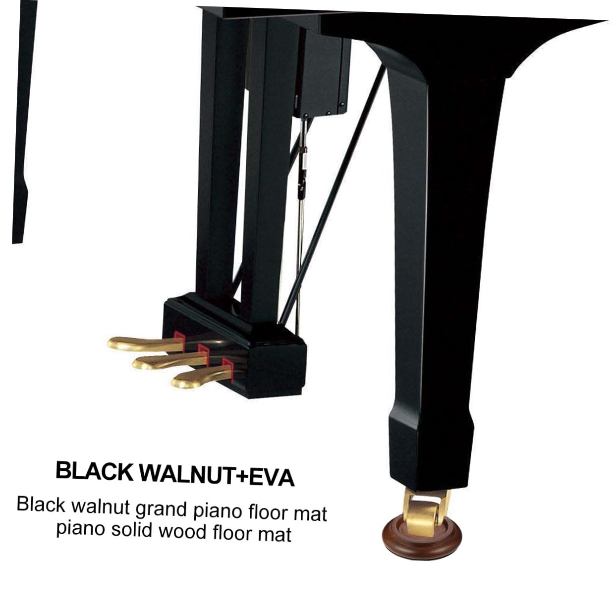 3 pezzi Tazze per Piedi Pianoforte Coda in Legno Noce Nero Supporti Antiscivolo con Base EVA per Assorbimento Vibrazioni e Protezione Pavimenti Eleganti Sottopiedi per Pianoforti