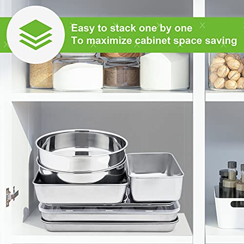 Bakeware Sets Of 11, P&P Chef Stainless Steel Baking Pans Set, Includes Baking Sheets And Rack, Lasagna Pan With Lid, Round/Square Cake Pan, Muffin Pans, Loaf Pan, Reusable & Durable #TOP3