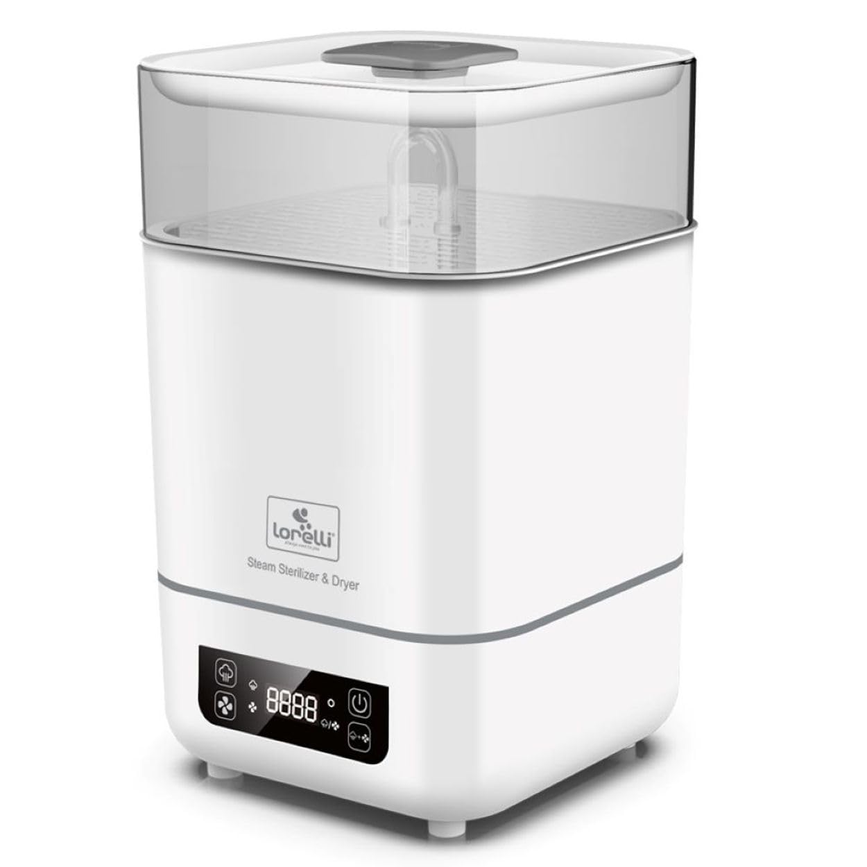 Lorelli Sterilisator und Trockner 2 in 1 Touchscreen-Display Messbecher, 2 Körbe weiß
