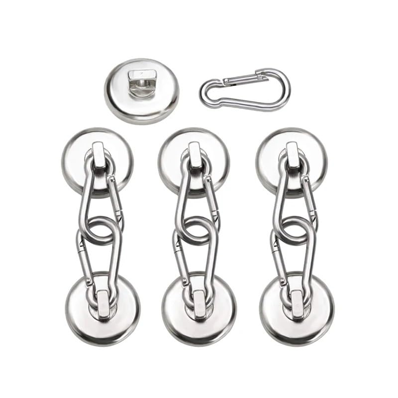 10Pcs Super Neodymium Carabiner Ring Keychain Seat Rotating Suction Cup Magnetic(L36 Pull Max 41KG)