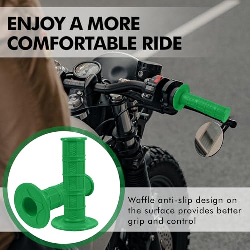 Image of 2PCS Motorcycle Handlebar Grips, Non Slip Rubber Handlebar Grips, with 7 /8 inch Left & 1 inch Right for Motorcycle, Dirt Bike, ATV, Universal Motorcycle Accessories for Women & Men (Green)