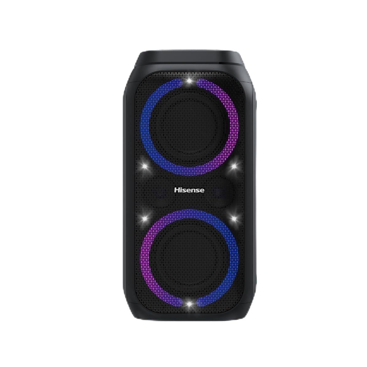 Hisense Party Rocket - Enceinte de Soirée Bluetooth Portable 160W, Jeux de Lumière Synchronisés, 12H d'Autonomie, Fonction Karaoké, Entrée Micro/Guitare